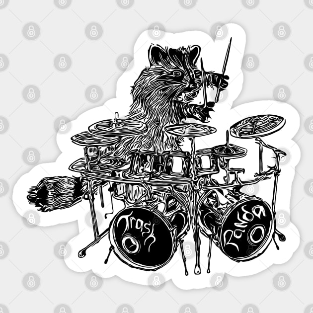 Trash panda drummer musician raccoon Sticker by LastViewGallery